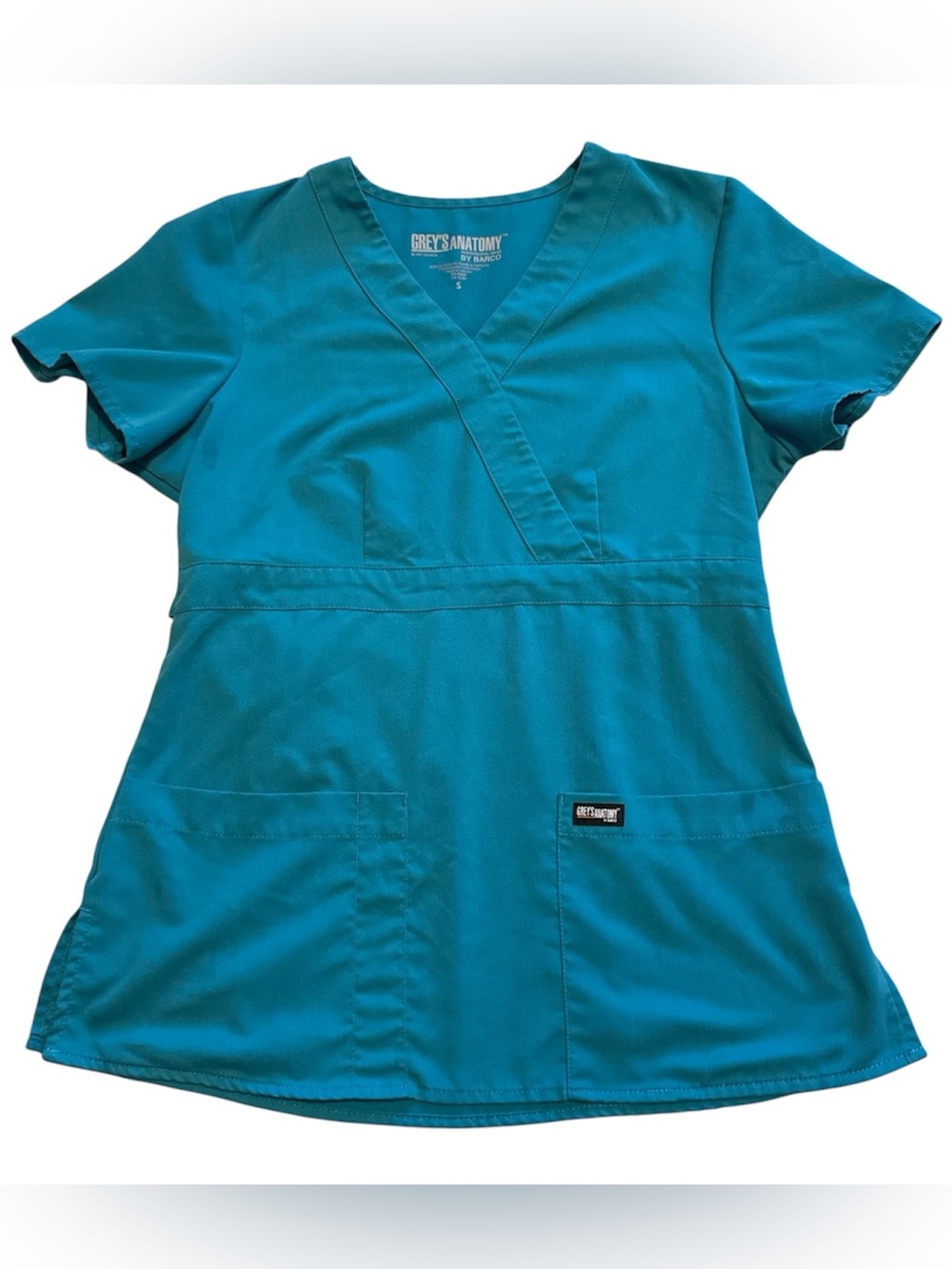 Grey’s Anatomy Barco Scrub Top Womens Small Blue Medical Nursing Cinch Waist